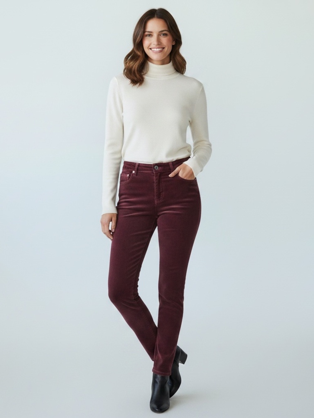Well Worn Corduroy Skinny Pant NWOT | Sz 8 • High Rise • Soft Stretch Burgundy